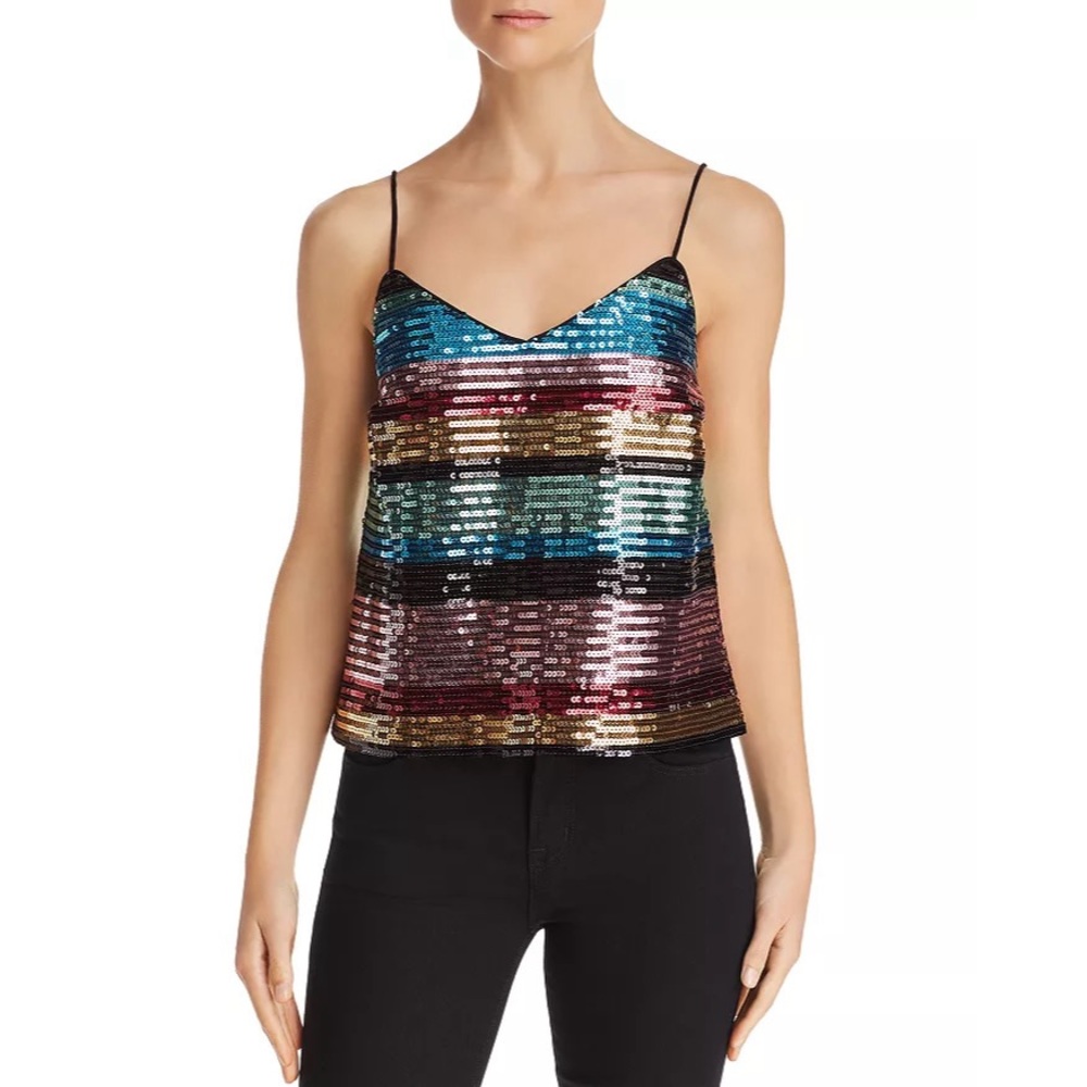 WAYF Murphy Rainbow-Stripe Sequined Camisole